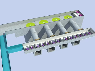 Detailed Industrial Mechanical Structure Featuring Gray Cylinders Purple Elements And Pipes 3d model