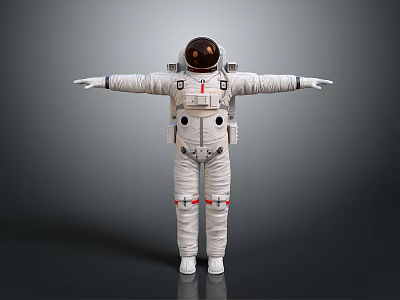 Full White Astronaut Space Suit With Helmet Backpack And Design Details 3d model
