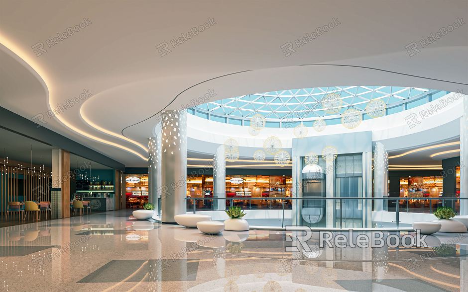 Modern Atrium Shopping Mall Atrium Shopping Mall Lobby Shopping Mall Escalator Sightseeing Elevator Atrium View model