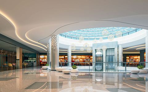 Modern Atrium Shopping Mall Atrium Shopping Mall Lobby Shopping Mall Escalator Sightseeing Elevator Atrium View 3d model