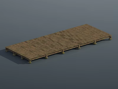 Simple Wooden Platform With Plank Surface And Support Legs Structure 3d model