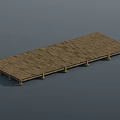 Simple Wooden Platform With Plank Surface And Support Legs Structure 3d model