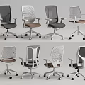 Modern Office Chairs With Mesh Back Various Colors And Rolling Wheels 3d model