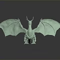 Winged Mythical Dragon Game Movie Character Light Green 3D Model With Reflective Surface