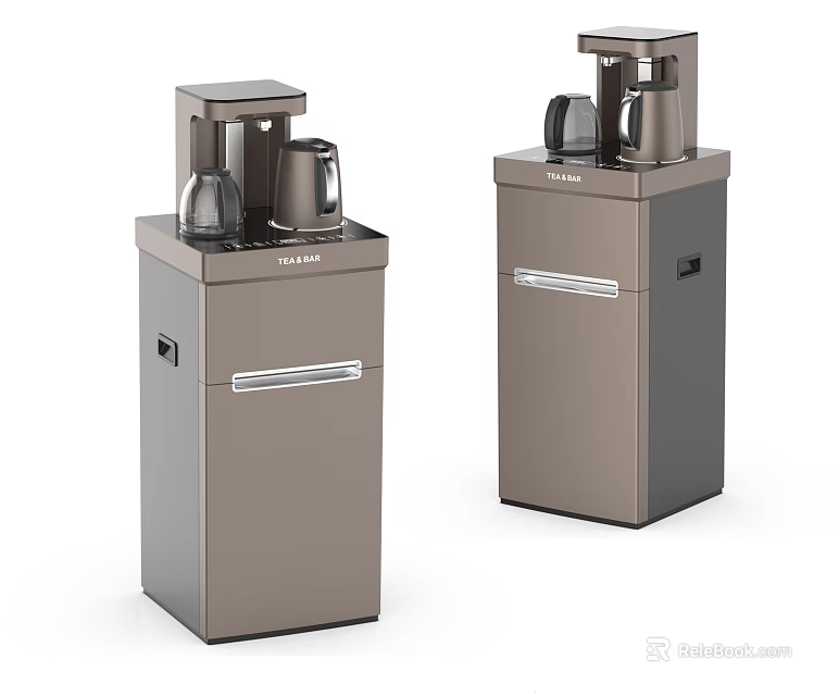 Sharp Daily Appliances Brown Coffee Maker Stands With Cabinet Storage Design 3d model