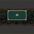 Ornate Wooden Desk with Green Surface Intricate Carved Details and Gold Accents