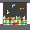 Black Grid Background Wall With Colorful Tetris Inspired Blocks And Vibrant Multicolored Design