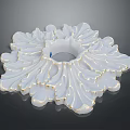 Leaf Shaped White Ceramic Decorative Ornament With Gold Accents And Botanical Inspired Design