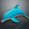 Vibrant Blue Dolphin Decorative Figurine With Glossy Surface And Pink Mouth Details
