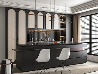 Bar Chair Combination Wine Cabinet 3d model