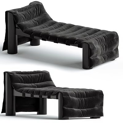Black Velvet Modern Lounge Chair With Comfortable Seating And Black Frame 3d model