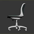 Modern Office Chair With Green Upholstered Seat And Backrest White Frame Swivel Wheels