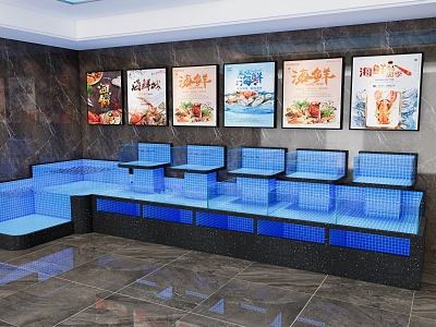 Hotel restaurant seafood pool renderings model