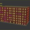 Cartoon Scene Featuring Red Brick Building With Rows Of Windows And Multi Story Design