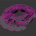Modern Stadium Architectural Design With Circular Roof And Illuminated Seating Area