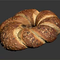 Fresh Baked Golden Brown Round Bread With Sesame Seeds And Crusty Texture