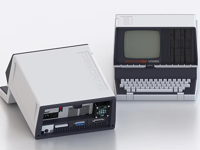 Vintage Computers Classic Desktop With Open Case Internal Components And Retro Keyboard Monitor 3d model