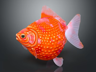 Vibrant Orange Spotted Round Fish With Bulbous Body And White Spots 3d model
