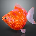 Vibrant Orange Spotted Round Fish With Bulbous Body And White Spots