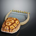 Turtle Shell Shaped Lyre Musical Instrument With Intricate String And Pillar Design