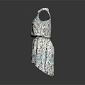Sleeveless White Floral Pattern Dress With Collared Neckline And Cinched Waist