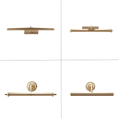 Modern Brass Wall Sconces With Sleek Long Arm And Round Base Lighting Fixture Design 3d model