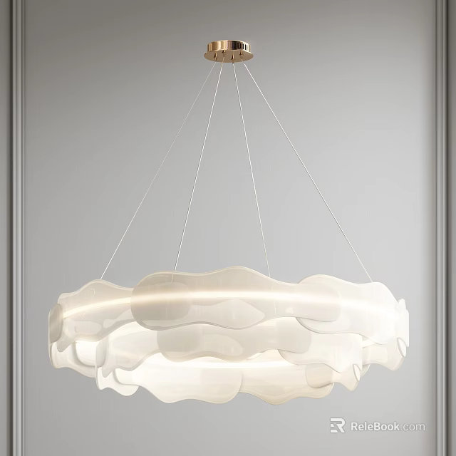 Modern White Cloud Shaped Chandelier with Layered Design and Soft Illumination for Interior 3d model 