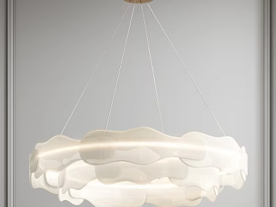 Modern White Cloud Shaped Chandelier with Layered Design and Soft Illumination for Interior 3d model