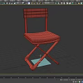 White Folding Single Chair With Slatted Backrest And Cross Leg Frame