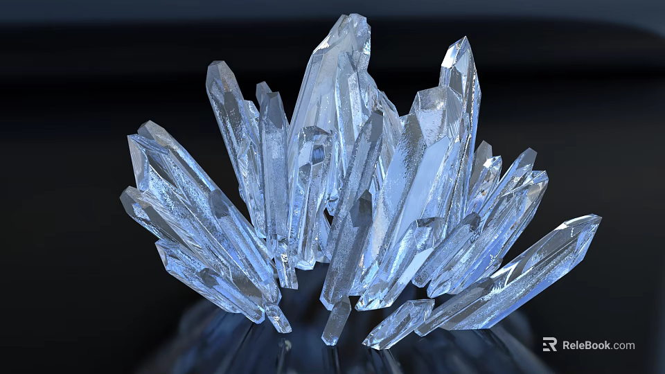 Clear Shiny Natural Crystal Cluster With Sharp Edges And Reflective Surface 3d model 