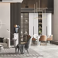 Modern Duplex Living Room Interior With Beige Sofa Round Wall Decor And Metal Pendant Lights