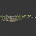 Traditional Ancient Architecture Model With Classic Roofs Courtyard And Green Trees
