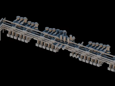 Industrial Equipment Pipeline System With Arranged Mechanical Components And Structural Frames 3d model