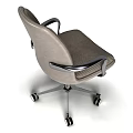 Gray Fabric Office Chair With Modern Design Armrests And Swivel Wheeled Base