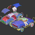 Blue and Red Toy Police Cars with Open Doors and Star Emblems