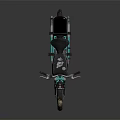 Vintage Black And Turquoise Motorcycle With Side Box Headlight And Classic Design