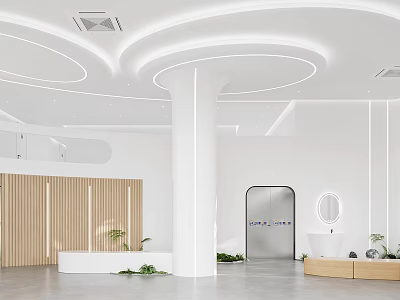 Modern Hospital Outpatient Clinic Space With Green Plants And Minimalist Design 3d model