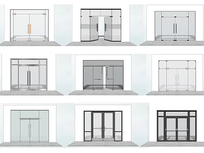 Stylish Glass Double Doors With Various Designs For Interior And Exterior Use 3d model