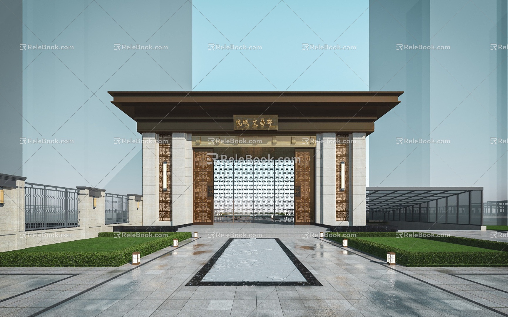 New Chinese-style Gate Community Gate 3d model