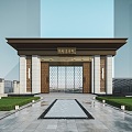 New Chinese-style Gate Community Gate 3d model