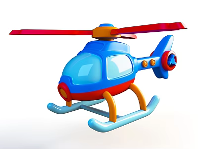 Kids Colorful Toy Helicopter With Blue Red Yellow Design And Safe Plastic Structure 3d model
