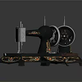 Two Vintage Sewing Machines With Decorative Floral Patterns And Classic Design