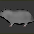 3D Model Character Of Gray Hamster With Pink Ears And Paws