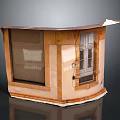 Wooden Curved Top Service Counter Furniture With Roller Shutter And Window Frame