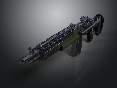 Modern Tactical Rifle with Black and Green Design Picatinny Rail System and Detachable Magazine 3d model
