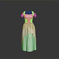 Man Displaying White Long Dress 3D Model on Gray Background with Reflective Floor