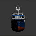Modern Ocean Ship With Blue Red Hull And Helicopter Landing Pad
