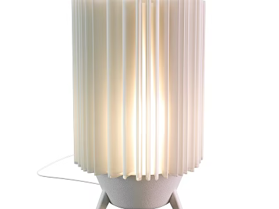 Modern White Table Lamp With Pleated Cylindrical Shade And Soft Light 3d model