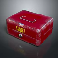 Red Textured Hardware Toolbox With Metal Latch Small Lock And Yellow Label 3d model