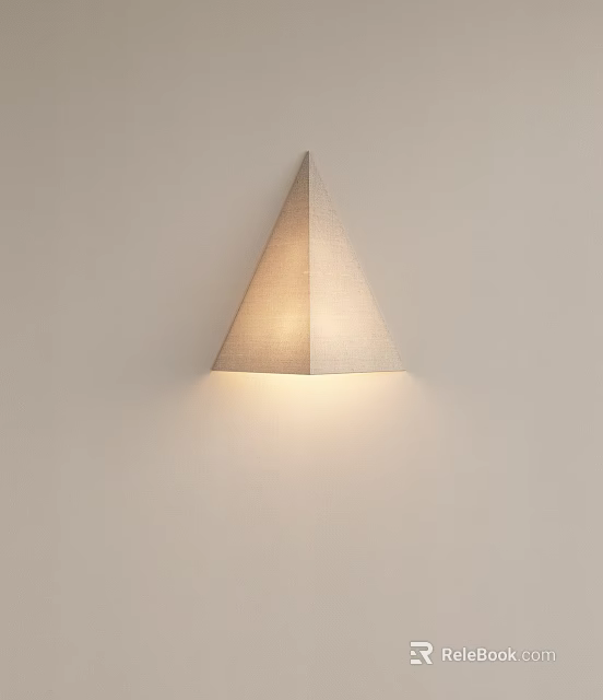Modern Triangular Fabric Wall Lamp with Soft Lighting Mounted on Light Colored Wall 3d model 